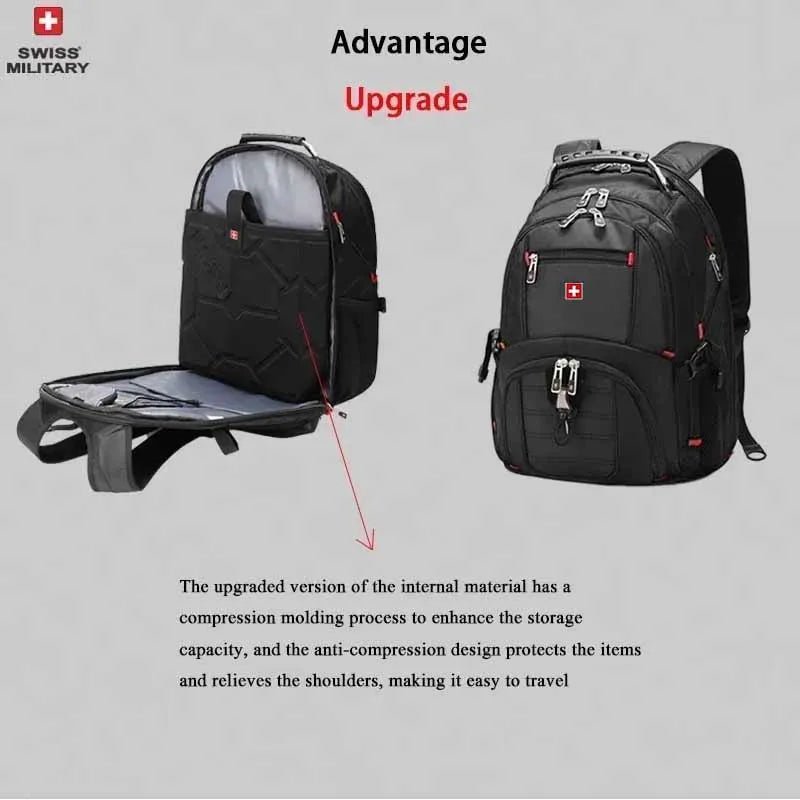 SWISS 17" Laptop Backpack – Waterproof USB Charging Port, Swiss - Style Multifunctional Rucksack for School, Hiking & Travel - RELUX.STORE