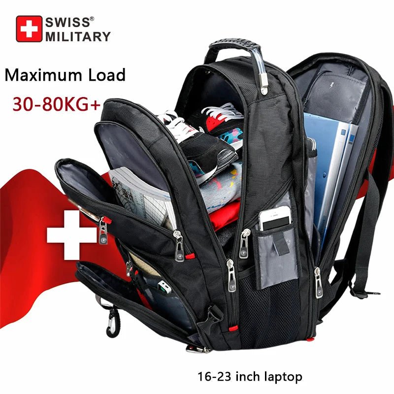 SWISS 17" Laptop Backpack – Waterproof USB Charging Port, Swiss - Style Multifunctional Rucksack for School, Hiking & Travel - RELUX.STORE