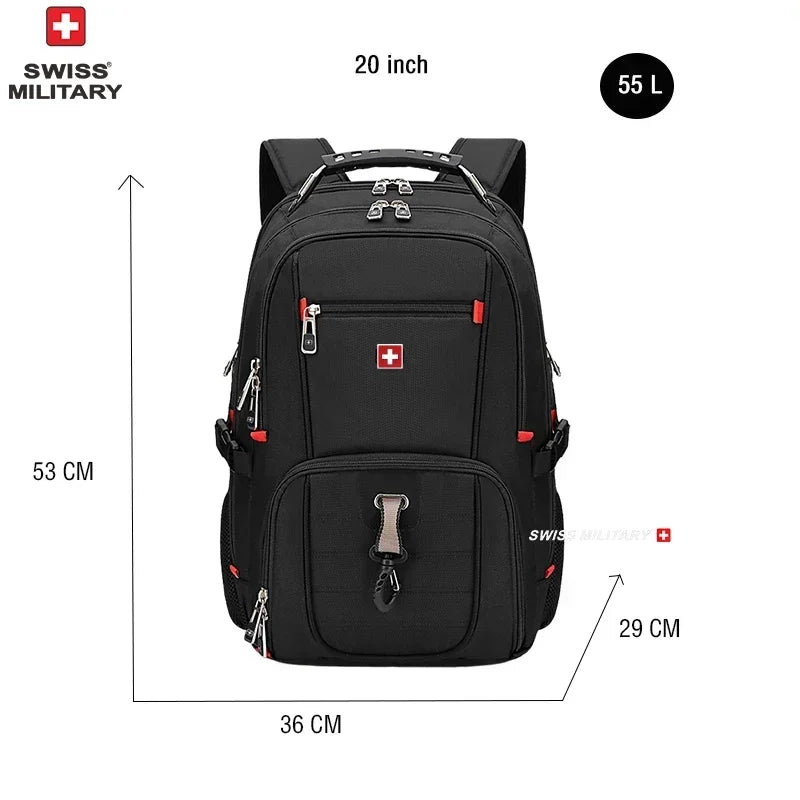 SWISS 17" Laptop Backpack – Waterproof USB Charging Port, Swiss - Style Multifunctional Rucksack for School, Hiking & Travel - RELUX.STORE