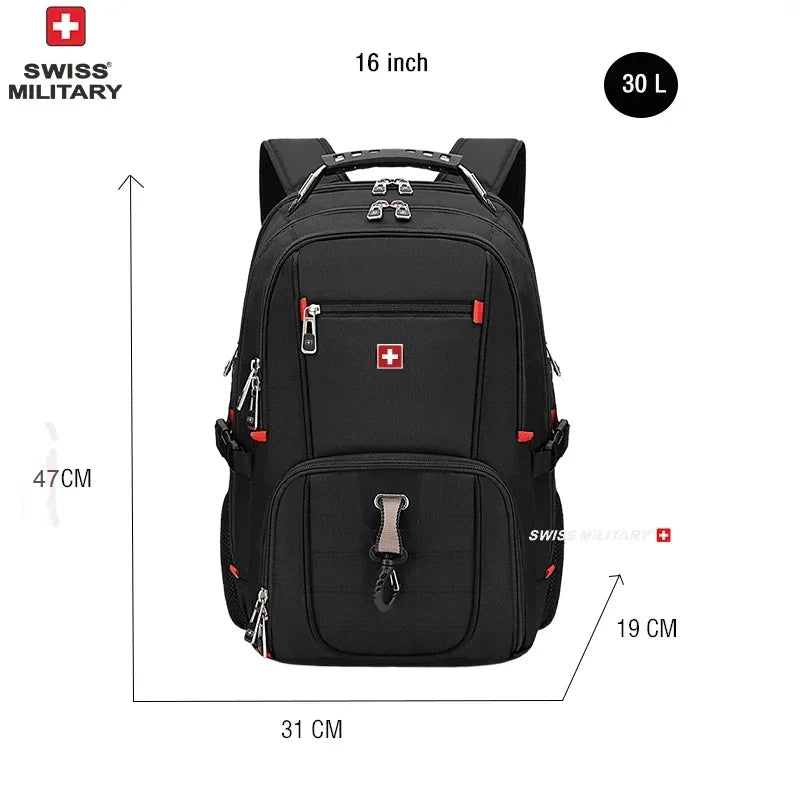 SWISS 17" Laptop Backpack – Waterproof USB Charging Port, Swiss - Style Multifunctional Rucksack for School, Hiking & Travel - RELUX.STORE