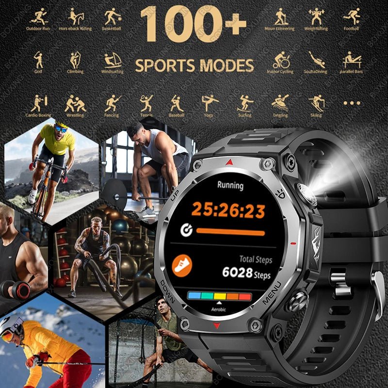 T - Rex 3 GPS Smart Watch 5ATM Waterproof 1.43 inch AMOLED HD Screen BT Call Flashlight Military Sport Smartwatches Men 2025 New - RELUX.STORE