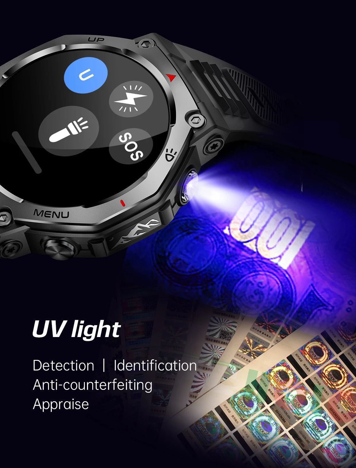 T - Rex 3 GPS Smart Watch 5ATM Waterproof 1.43 inch AMOLED HD Screen BT Call Flashlight Military Sport Smartwatches Men 2025 New - RELUX.STORE