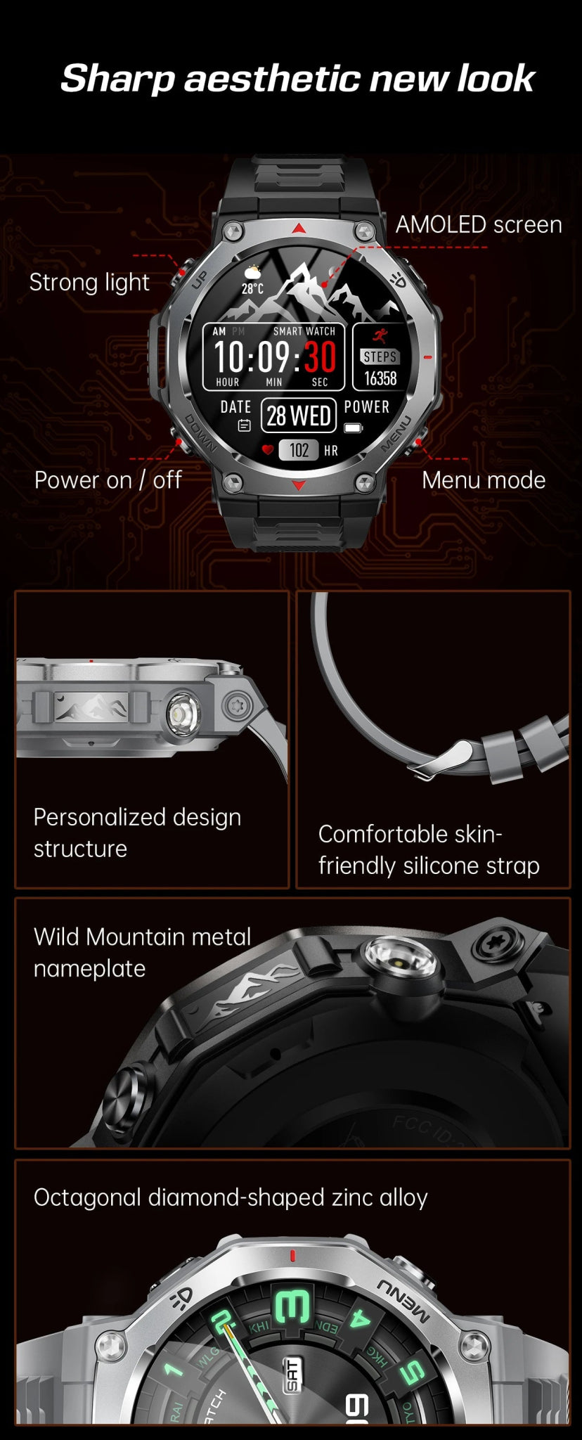 T - Rex 3 GPS Smart Watch 5ATM Waterproof 1.43 inch AMOLED HD Screen BT Call Flashlight Military Sport Smartwatches Men 2025 New - RELUX.STORE
