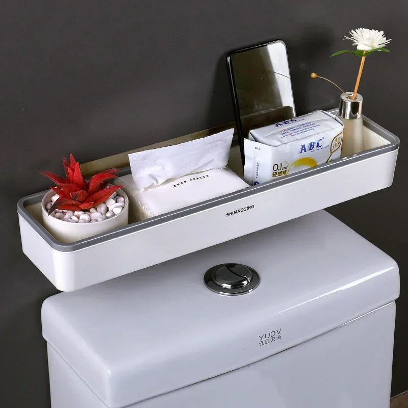 Toilet Bathroom Storage Cabinet Rack Wall Hanging Hole Free Multifunctional Artifact Above Toilet Rack White Shelf Organizer - RELUX.STORE