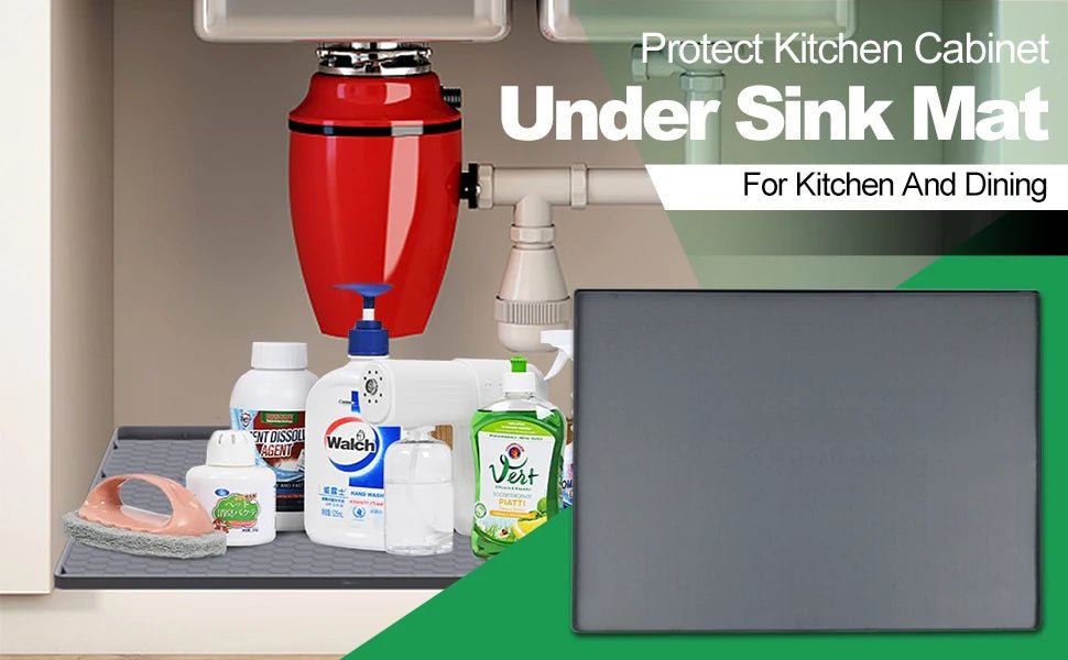 Under Sink Mat, 34"×22“ Silicone Bathroom Sink Mat, Under Sink Liner Drip Tray and Protectors for Bottom of kitchen Sink - RELUX.STORE