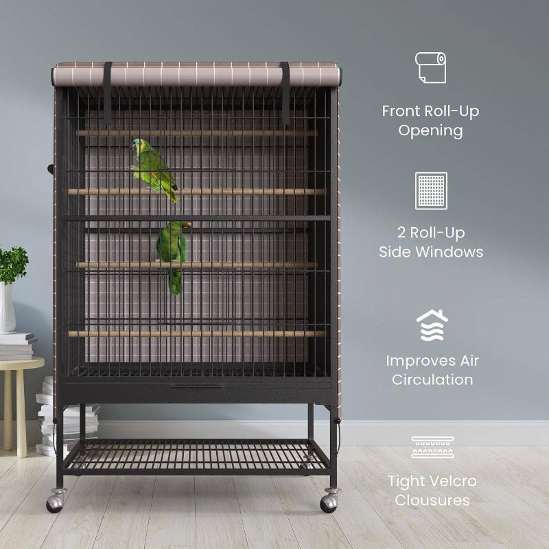 Universal Bird Cage Cover Good Night Blackout 51x 38x 23.5 Inch Thin Lightweight Breathable Small Animal Cages Cover Pet Removable Durable Protector Beige, Bird Cage Accessory, Breathable Design, Easy To Clean, Petsafe Cover, - RELUX.STORE
