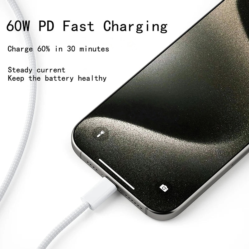 "USB C to Type C PD 60W Fast Charging Cable – Braided Data & Power Cable for iPhone 15, Android, Samsung, Huawei" - RELUX.STORE