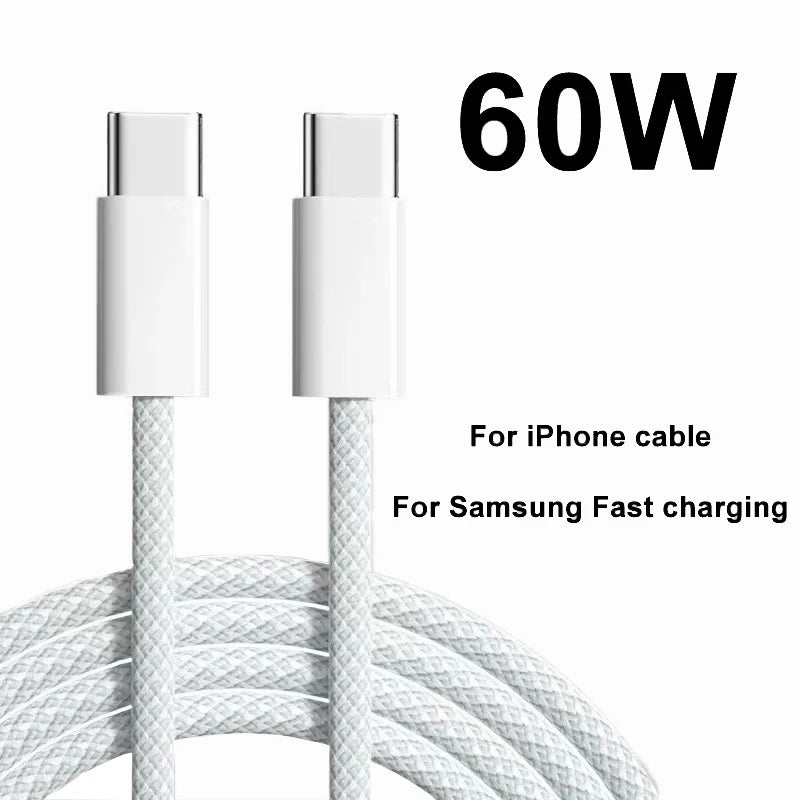 "USB C to Type C PD 60W Fast Charging Cable – Braided Data & Power Cable for iPhone 15, Android, Samsung, Huawei" - RELUX.STORE