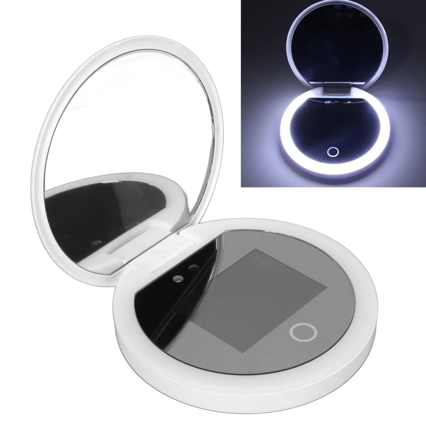 UV Mirror Sunscreen Testing Camera with Light 2X Magnification Travel Makeup 3.5in Pocket Size L - RELUX.STORE