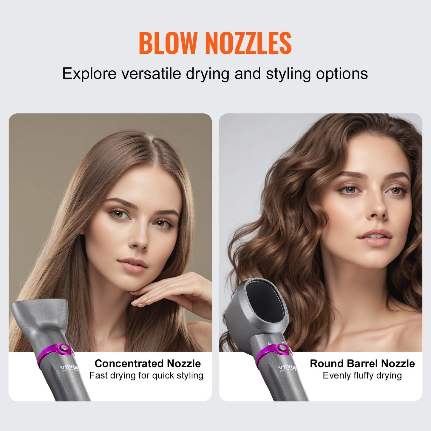 VEVOR 5 - in - 1 Hair Dryer Brush – Hot Air Styler with Upgraded Negative Ion Technology for Curling, Straightening & Volumizing - RELUX.STORE