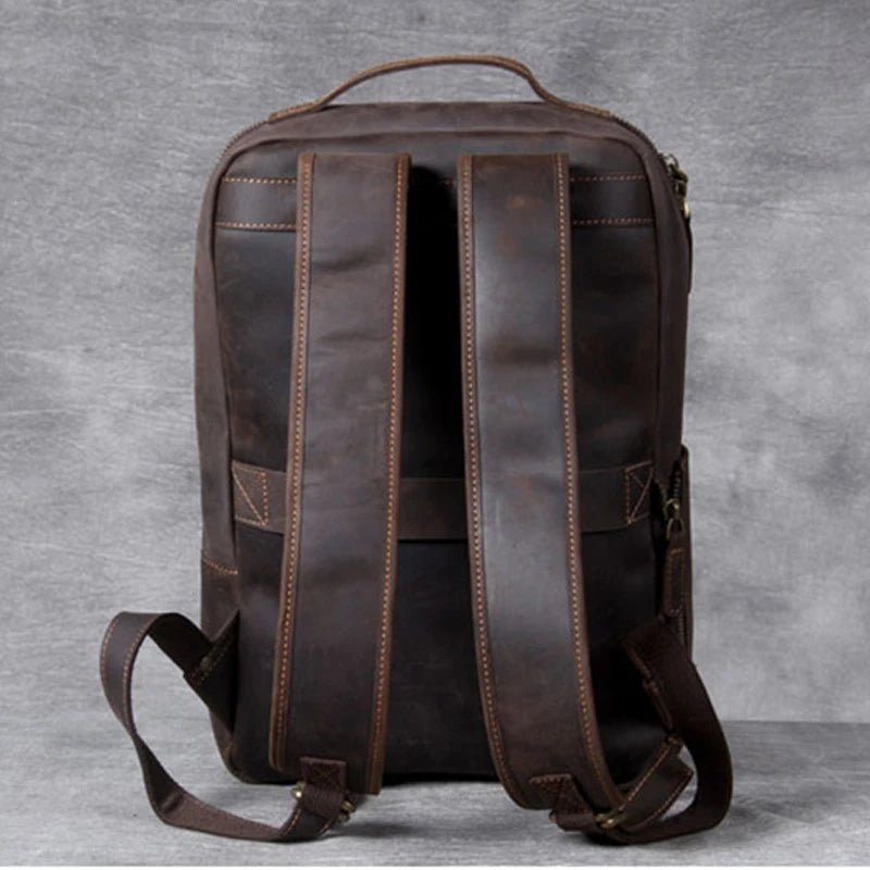 Vintage Crazy Horse Genuine Leather Backpack for Men – Laptop Bag, Daily Rucksack & Travel Knapsack | Large Hiking Bag - RELUX.STORE