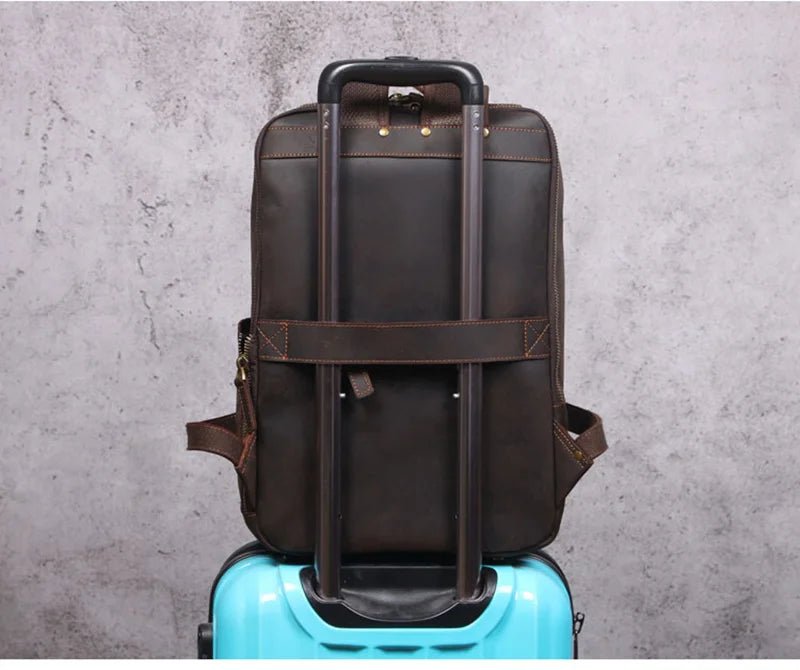 Vintage Crazy Horse Genuine Leather Backpack for Men – Laptop Bag, Daily Rucksack & Travel Knapsack | Large Hiking Bag - RELUX.STORE