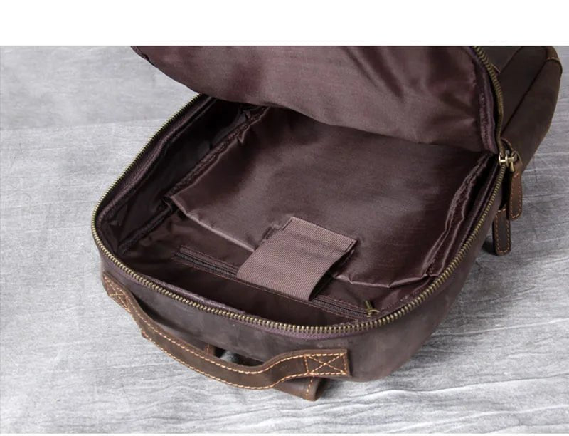Vintage Crazy Horse Genuine Leather Backpack for Men – Laptop Bag, Daily Rucksack & Travel Knapsack | Large Hiking Bag - RELUX.STORE