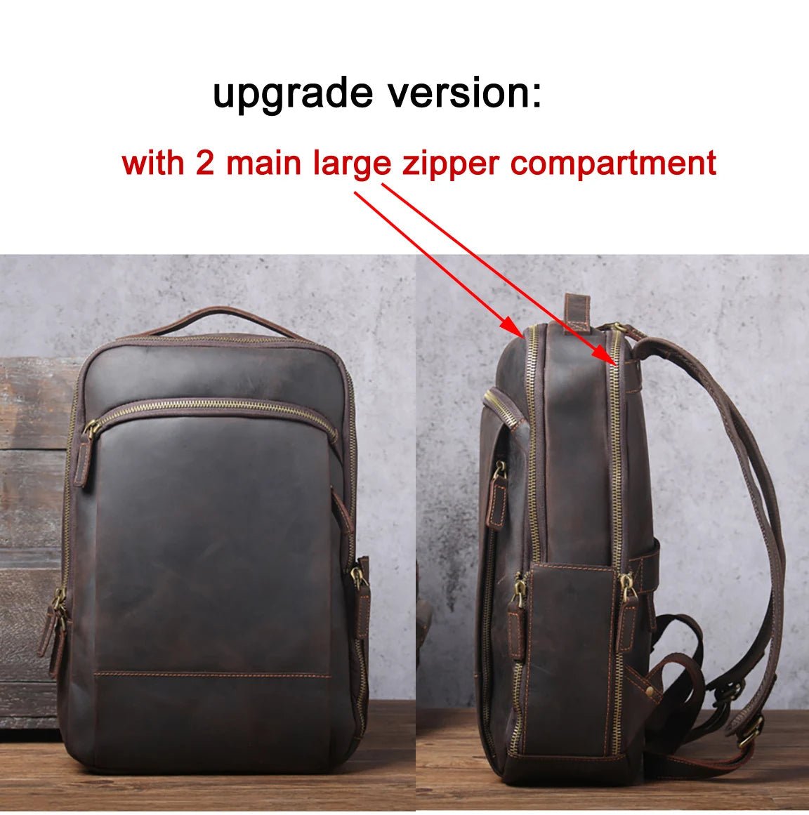 Vintage Crazy Horse Genuine Leather Backpack for Men – Laptop Bag, Daily Rucksack & Travel Knapsack | Large Hiking Bag - RELUX.STORE