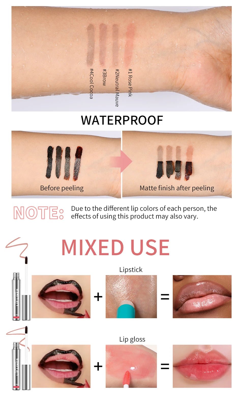 Waterproof Lip Liner Peel Off Tattoo Lipgloss Waterproof Long Lasting Matte Lip Tint Brown Contour Tear - off Lips Stain Cosmetic - RELUX.STORE