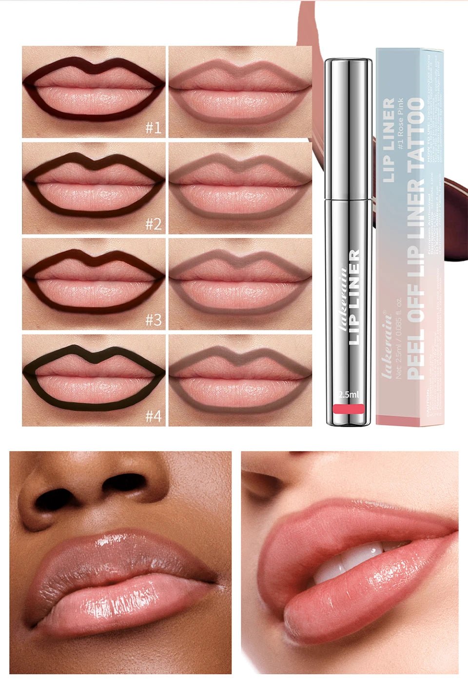 Waterproof Lip Liner Peel Off Tattoo Lipgloss Waterproof Long Lasting Matte Lip Tint Brown Contour Tear - off Lips Stain Cosmetic - RELUX.STORE