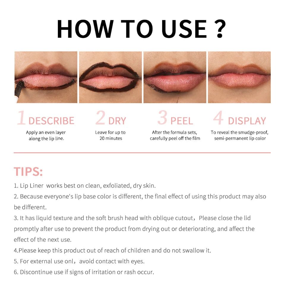 Waterproof Lip Liner Peel Off Tattoo Lipgloss Waterproof Long Lasting Matte Lip Tint Brown Contour Tear - off Lips Stain Cosmetic - RELUX.STORE