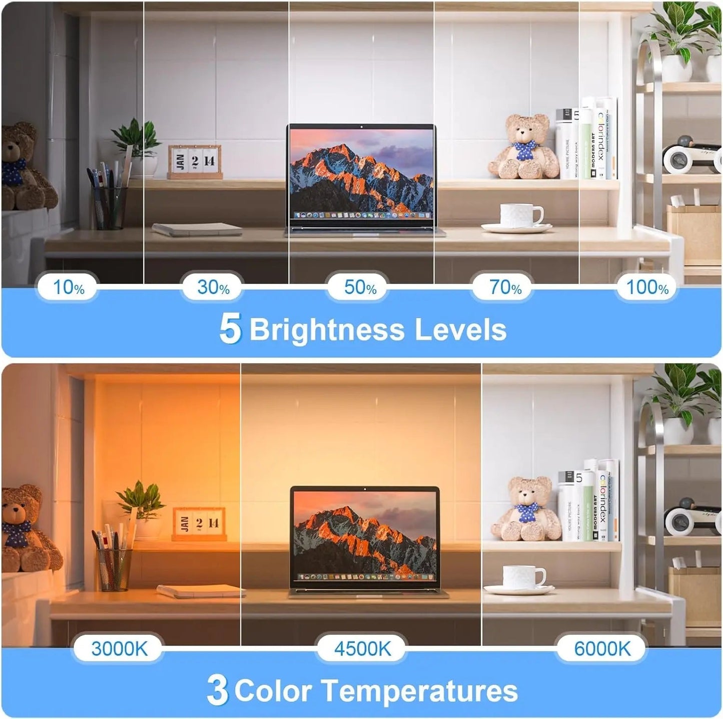 "WILLED 5W Dimmable Night Light – 3 - Color Adjustable Makeup Light, 2500mAh Rechargeable LED for Closet, Bedside, Desk & Under Cabinet" - RELUX.STORE