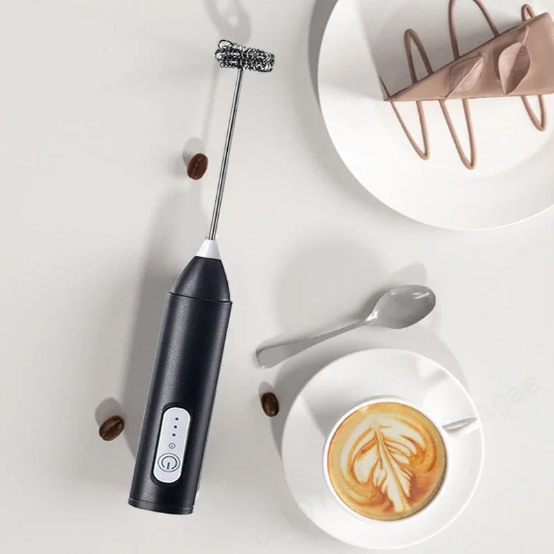 Wireless Milk Frother Electric Type - C Handheld Blender Stainless Steel Mini Coffee Maker Whisk Mixer For Coffee Cappuccino Cream - RELUX.STORE