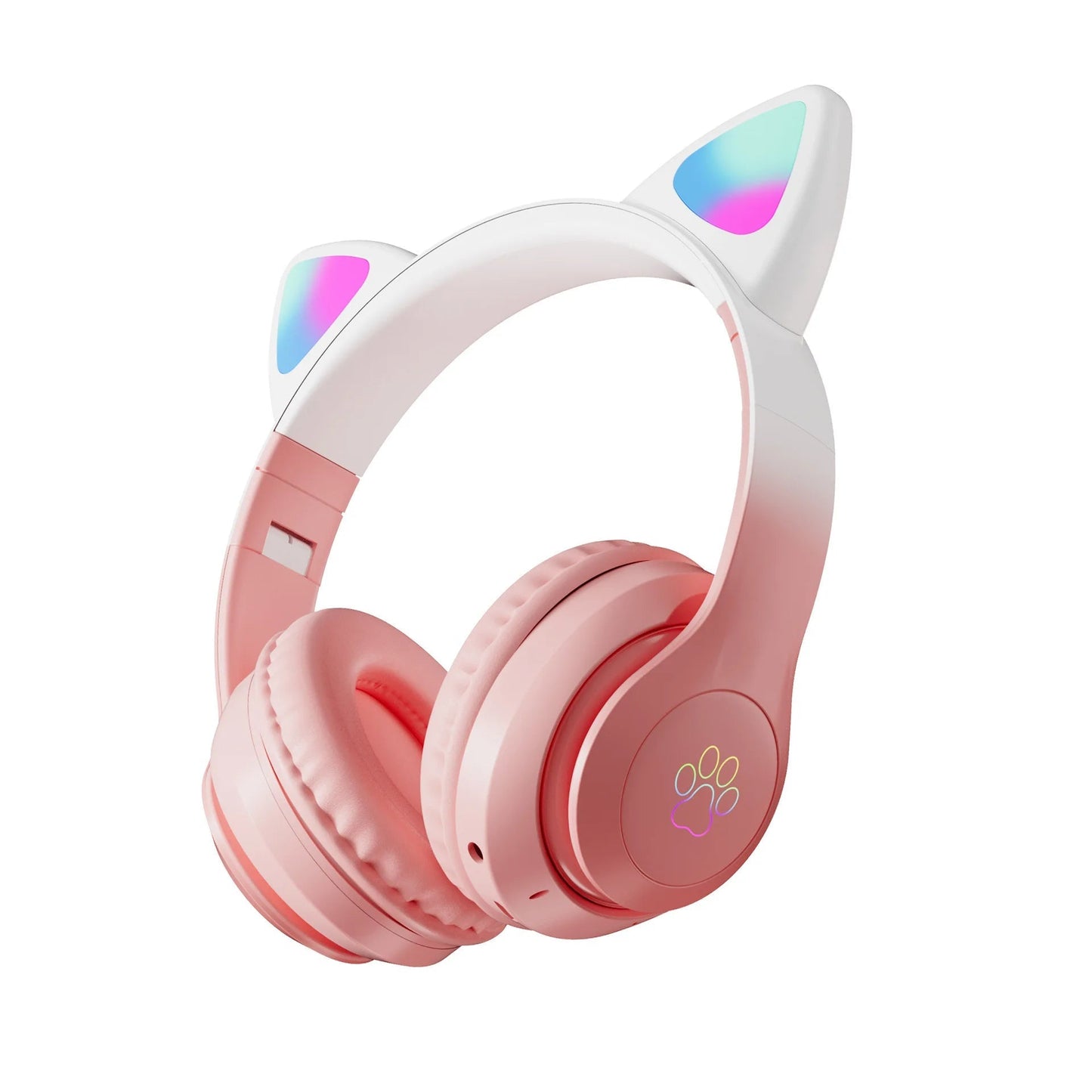 Wireless RGB Cat Ear Headphones – Cute Girls & Kids Headset with Mic, Stereo Music, Gaming Lights & Earbud Controls - RELUX.STORE