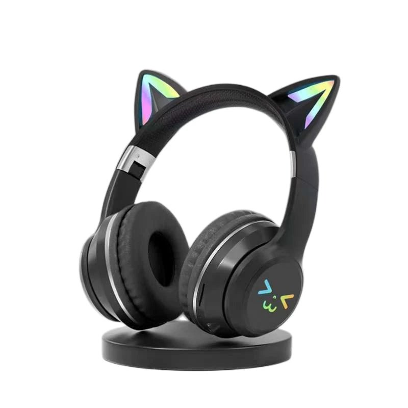 Wireless RGB Cat Ear Headphones – Cute Girls & Kids Headset with Mic, Stereo Music, Gaming Lights & Earbud Controls - RELUX.STORE