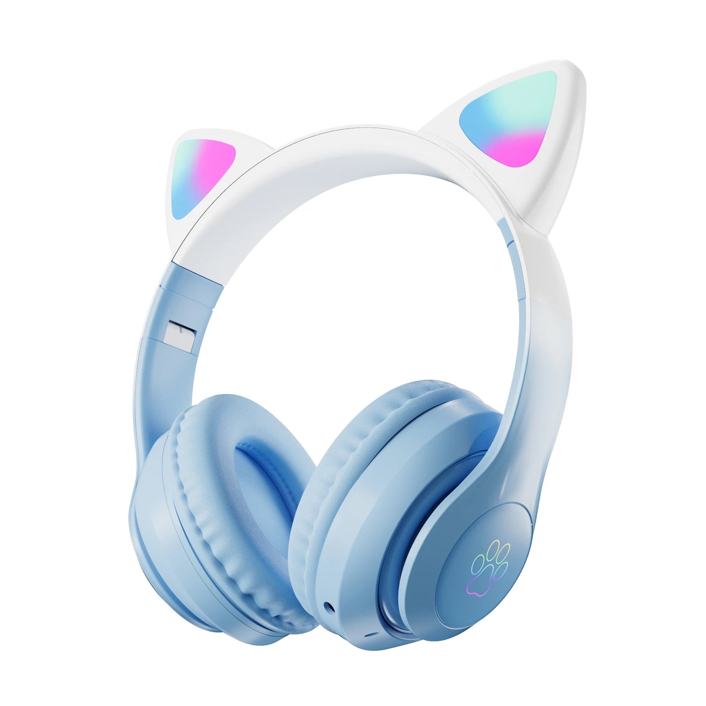 Wireless RGB Cat Ear Headphones – Cute Girls & Kids Headset with Mic, Stereo Music, Gaming Lights & Earbud Controls - RELUX.STORE