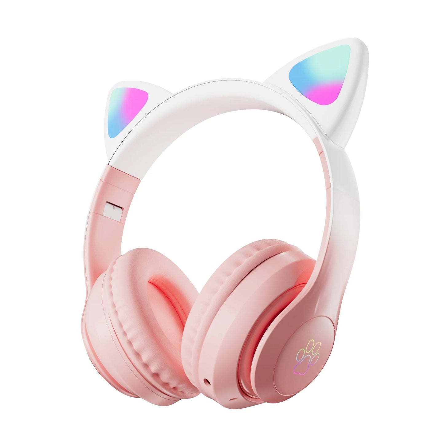 Wireless RGB Cat Ear Headphones – Cute Girls & Kids Headset with Mic, Stereo Music, Gaming Lights & Earbud Controls - RELUX.STORE