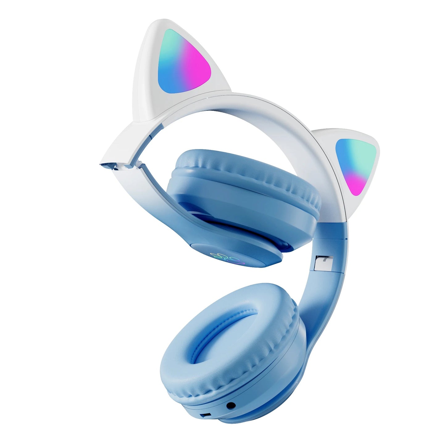 Wireless RGB Cat Ear Headphones – Cute Girls & Kids Headset with Mic, Stereo Music, Gaming Lights & Earbud Controls - RELUX.STORE