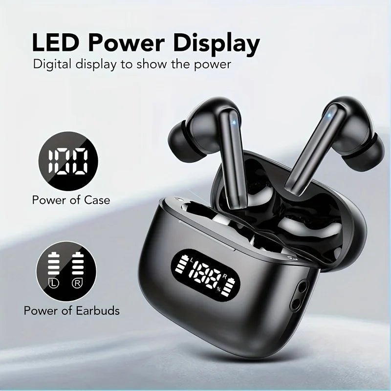 Wireless TWS Earbuds – Bluetooth 5.3 Headphones with 40dB Noise Cancelling, 6 - Mic ENC, LED Display, HD Calls & Transparency Mode - RELUX.STORE