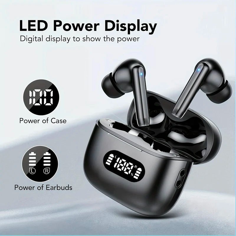 Wireless TWS Earbuds – Bluetooth 5.3 Headphones with 40dB Noise Cancelling, 6 - Mic ENC, LED Display, HD Calls & Transparency Mode - RELUX.STORE