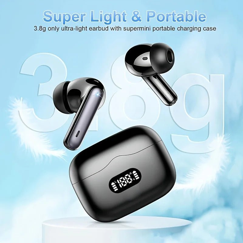 Wireless TWS Earbuds – Bluetooth 5.3 Headphones with 40dB Noise Cancelling, 6 - Mic ENC, LED Display, HD Calls & Transparency Mode - RELUX.STORE