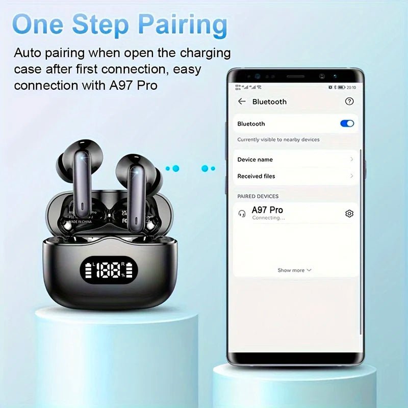 Wireless TWS Earbuds – Bluetooth 5.3 Headphones with 40dB Noise Cancelling, 6 - Mic ENC, LED Display, HD Calls & Transparency Mode - RELUX.STORE