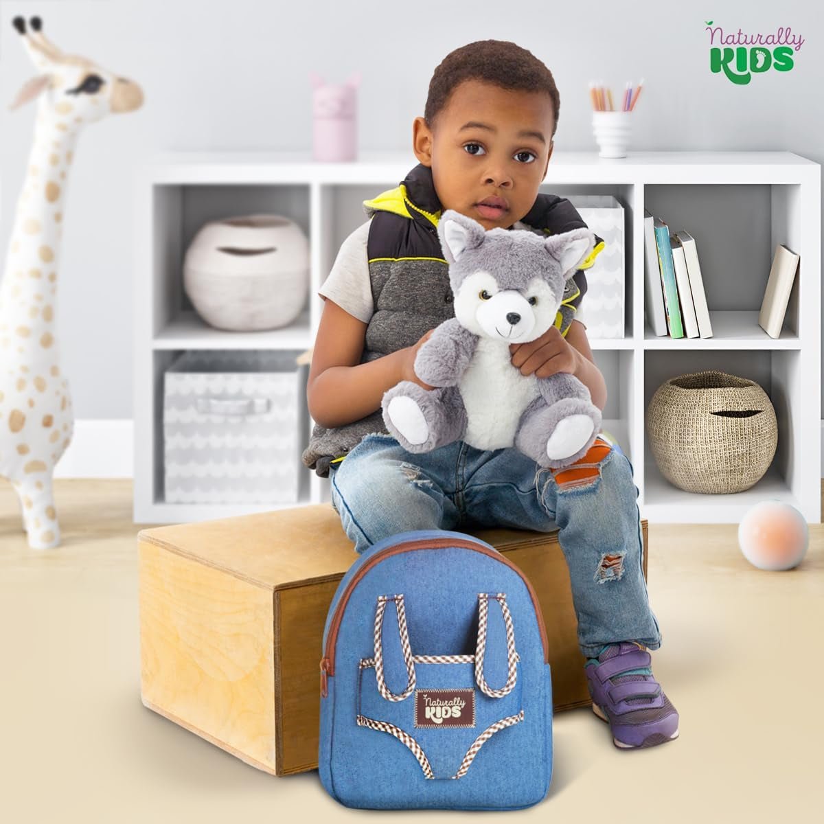 Wolf Backpack, Wolf Toys for Kids 3 - 5, Toddler Husky Stuffed Animal Gifts for 2 3 4 5 Year Old Girl Boy - RELUX.STORE
