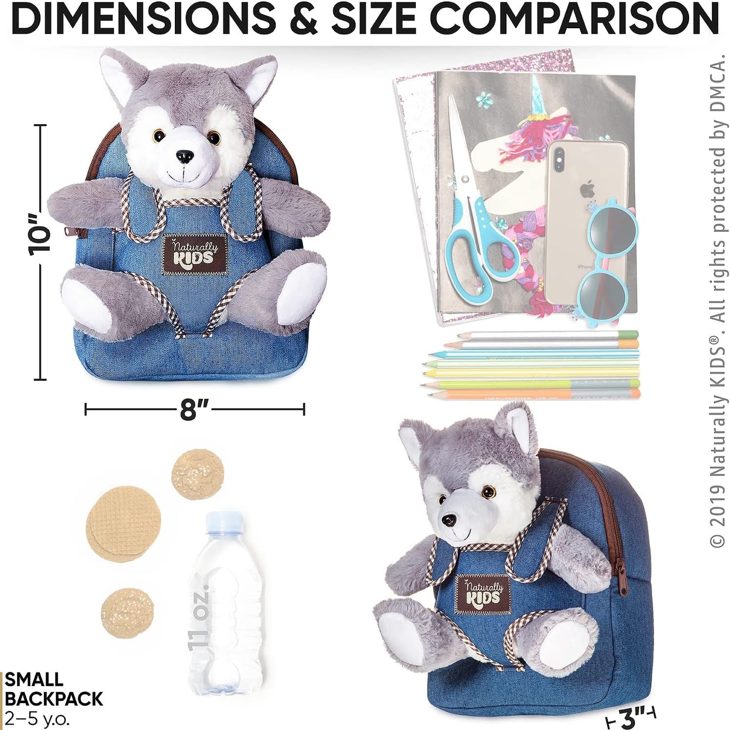 Wolf Backpack, Wolf Toys for Kids 3 - 5, Toddler Husky Stuffed Animal Gifts for 2 3 4 5 Year Old Girl Boy - RELUX.STORE