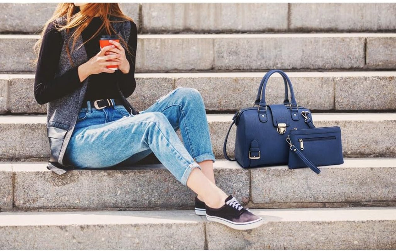 Women Barrel Handbags Fashion Satchel Bags Top Handle Shoulder Purses Vegan Leather Work Tote - RELUX.STORE
