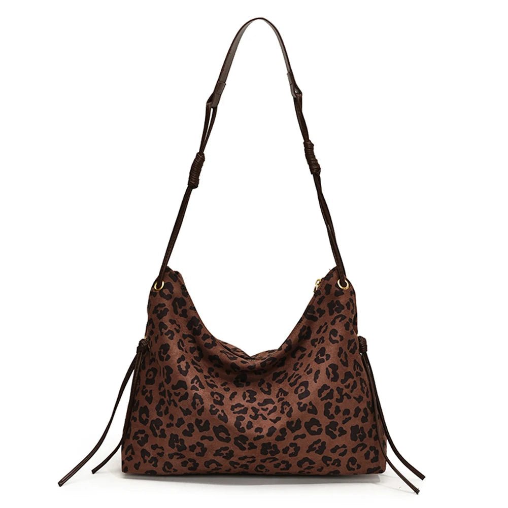 Women Suede Shoulder Bag Adjustable Strap Messenger Bag with Zipper Trendy Retro Handbag for Work Travel - RELUX.STORE
