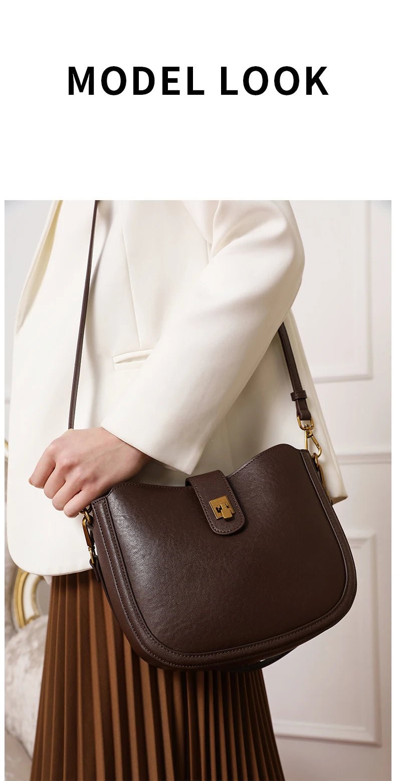 Women‘s Cowhide Genuine Leather Shoulder Bag Ladies Soft Natural Cow Leather Handbag Female Fashion Luxury Design Crossbody Bags - RELUX.STORE
