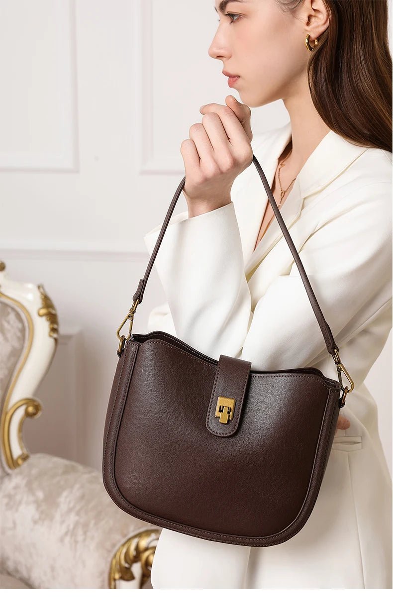Women‘s Cowhide Genuine Leather Shoulder Bag Ladies Soft Natural Cow Leather Handbag Female Fashion Luxury Design Crossbody Bags - RELUX.STORE