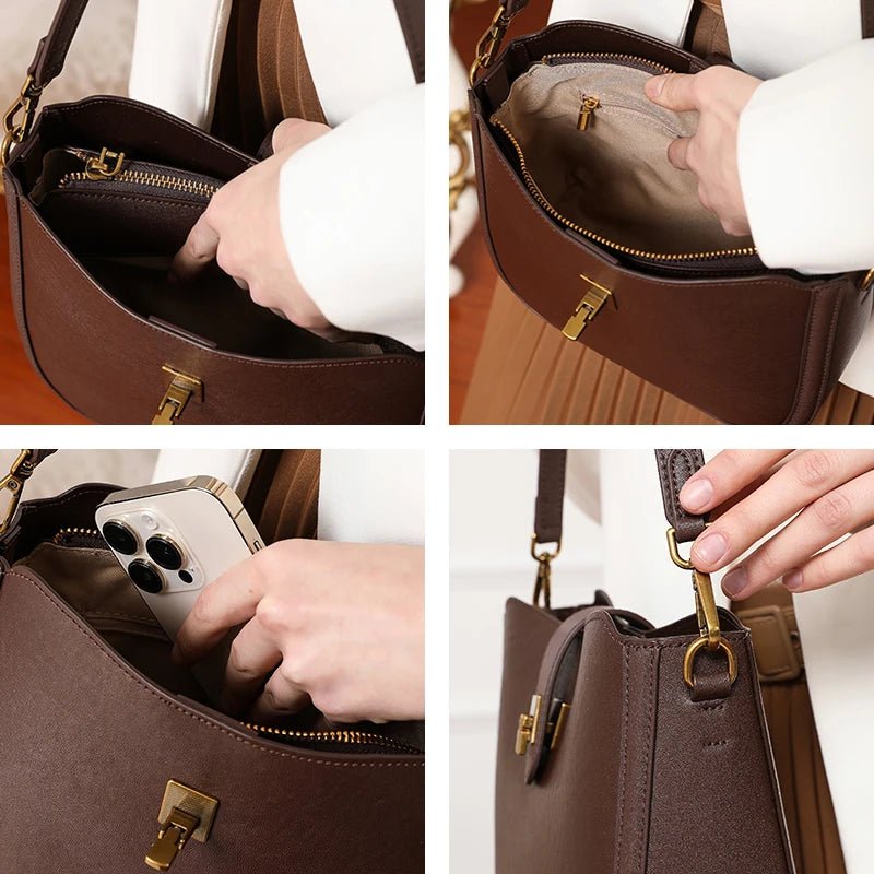 Women‘s Cowhide Genuine Leather Shoulder Bag Ladies Soft Natural Cow Leather Handbag Female Fashion Luxury Design Crossbody Bags - RELUX.STORE