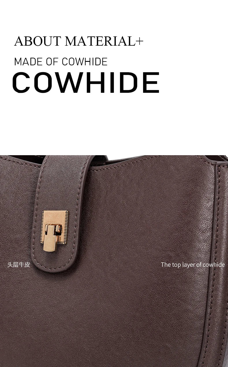 Women‘s Cowhide Genuine Leather Shoulder Bag Ladies Soft Natural Cow Leather Handbag Female Fashion Luxury Design Crossbody Bags - RELUX.STORE