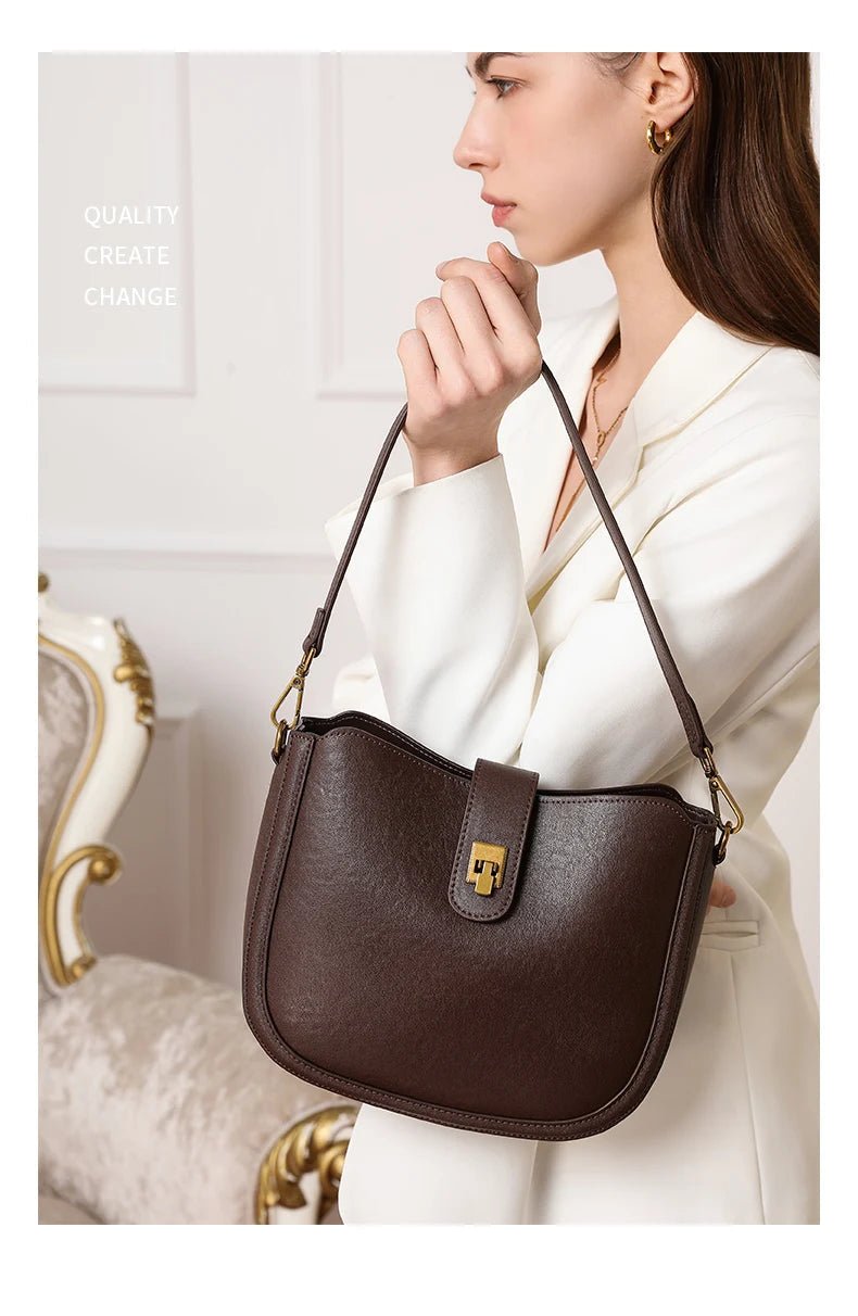 Women‘s Cowhide Genuine Leather Shoulder Bag Ladies Soft Natural Cow Leather Handbag Female Fashion Luxury Design Crossbody Bags - RELUX.STORE