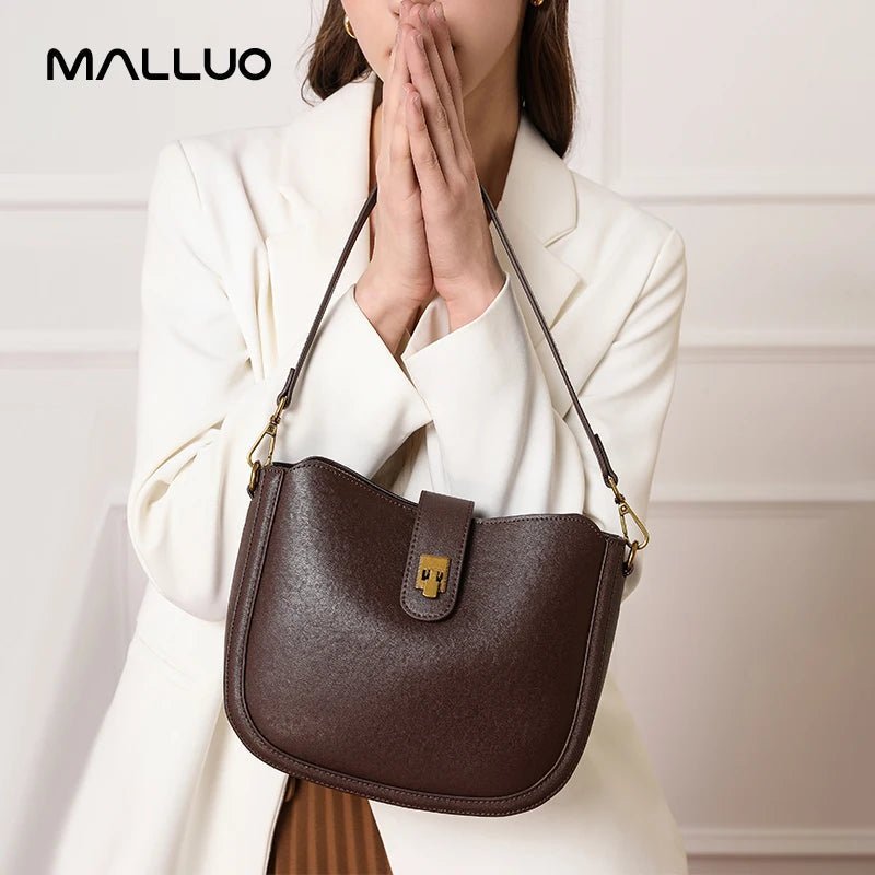 Women‘s Cowhide Genuine Leather Shoulder Bag Ladies Soft Natural Cow Leather Handbag Female Fashion Luxury Design Crossbody Bags - RELUX.STORE