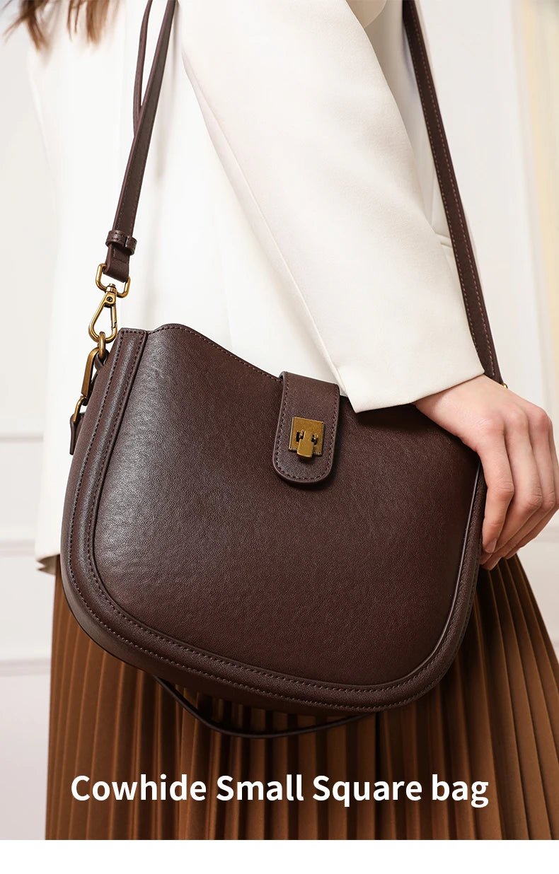 Women‘s Cowhide Genuine Leather Shoulder Bag Ladies Soft Natural Cow Leather Handbag Female Fashion Luxury Design Crossbody Bags - RELUX.STORE