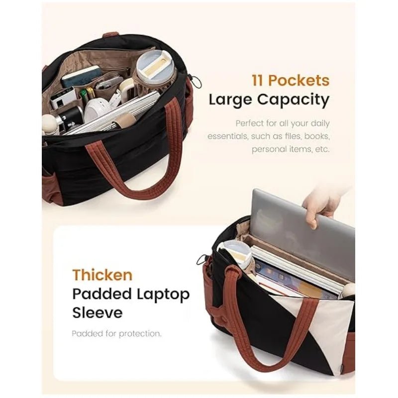Women's Tote Work Bag for Teachers and Nurses - Daily Travel Handbag with Cup Holder Durable Polyester Fabric - RELUX.STORE