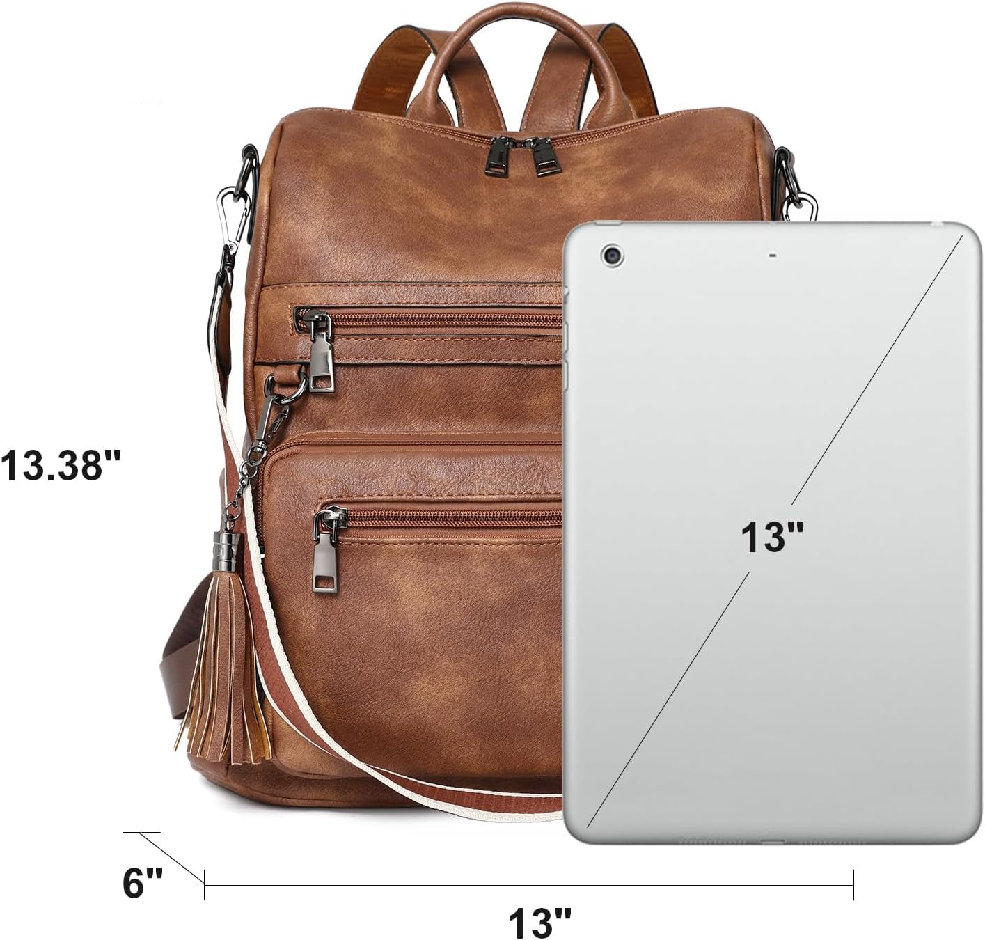 Women's Vegan Leather Backpack Purse – Large Travel & College Shoulder Bag with Tassel - RELUX.STORE