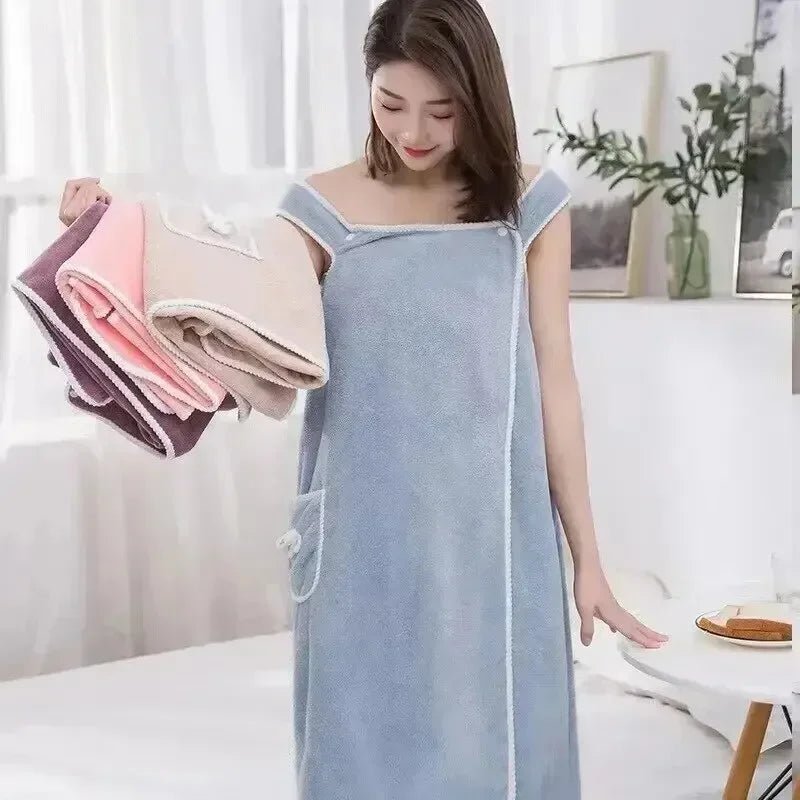 “Women’s Wearable Bath Towel – Fast - Drying 140×85cm Bathrobe for Shower, Spa, Gym, and Beach” - RELUX.STORE