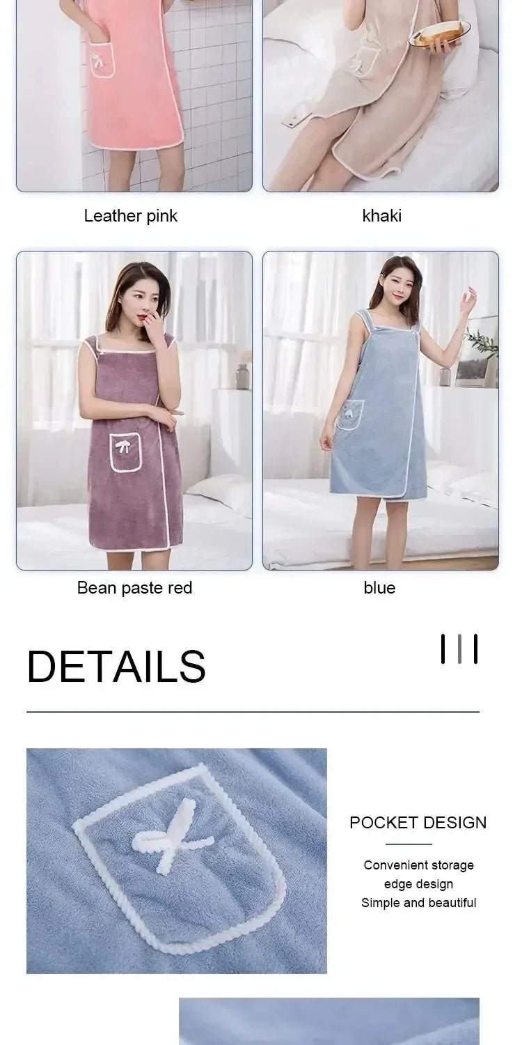 “Women’s Wearable Bath Towel – Fast - Drying 140×85cm Bathrobe for Shower, Spa, Gym, and Beach” - RELUX.STORE