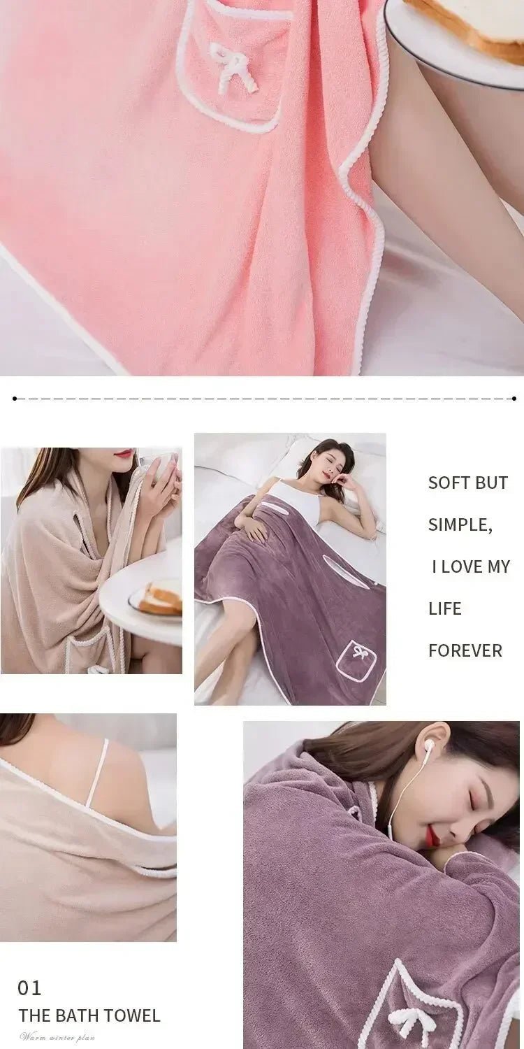 “Women’s Wearable Bath Towel – Fast - Drying 140×85cm Bathrobe for Shower, Spa, Gym, and Beach” - RELUX.STORE