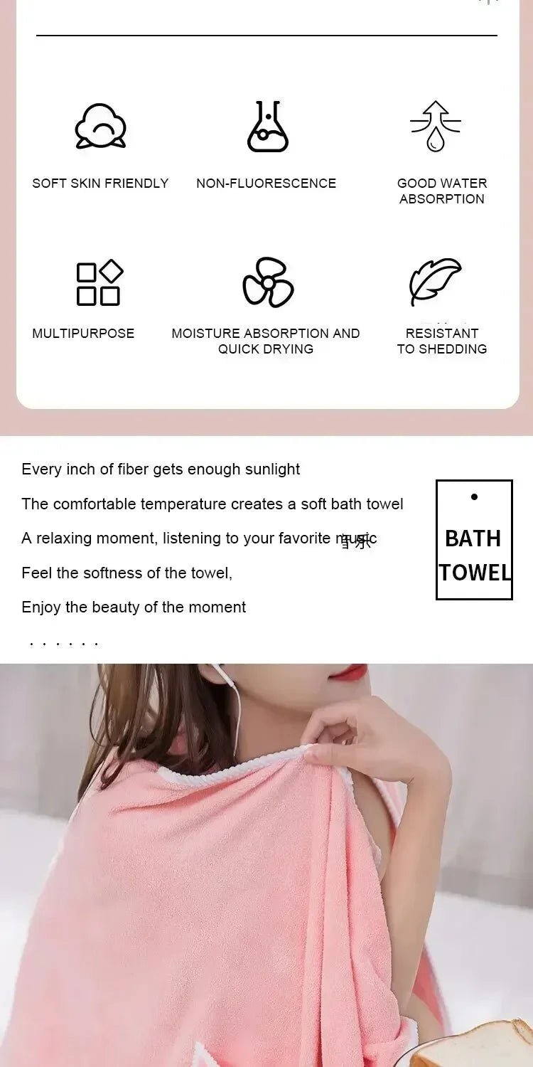 “Women’s Wearable Bath Towel – Fast - Drying 140×85cm Bathrobe for Shower, Spa, Gym, and Beach” - RELUX.STORE