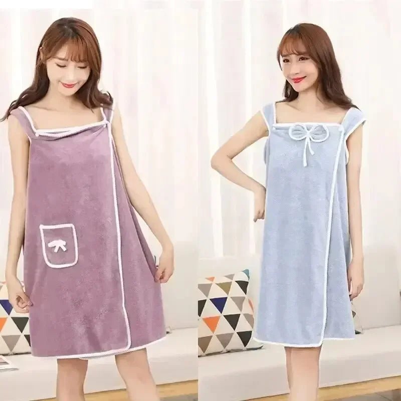 “Women’s Wearable Bath Towel – Fast - Drying 140×85cm Bathrobe for Shower, Spa, Gym, and Beach” - RELUX.STORE